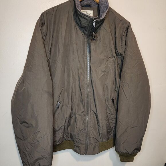 Vintage LL Bean Bomber Jacket Fleece Lined Mens XL Olive Military Green - Picture 5 of 12